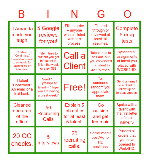 HD Holiday Bingo!!! Bingo Card