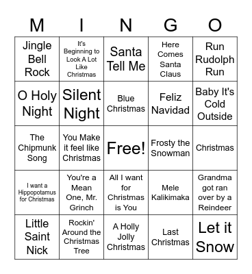 CHRISTMAS Bingo Card