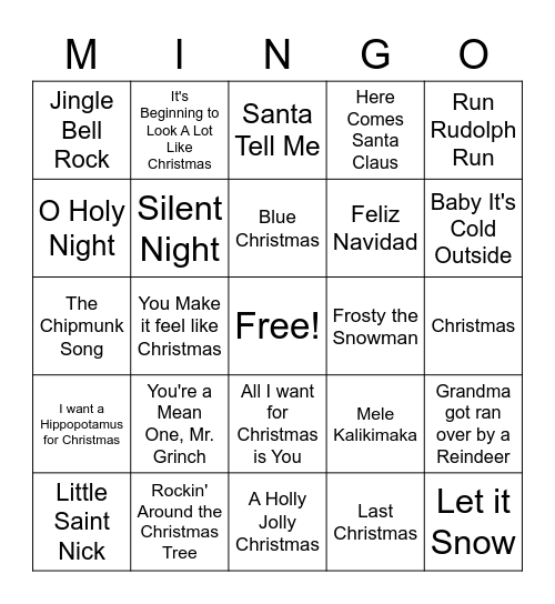 CHRISTMAS Bingo Card