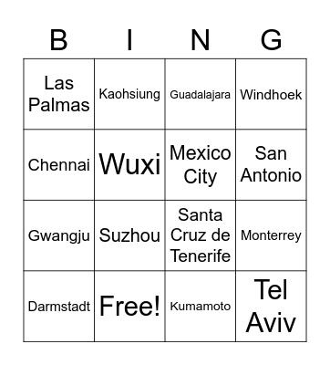 Friendship & Sister Cities of San Antonio Bingo Card
