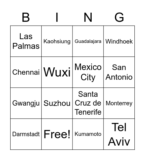 Friendship & Sister Cities of San Antonio Bingo Card