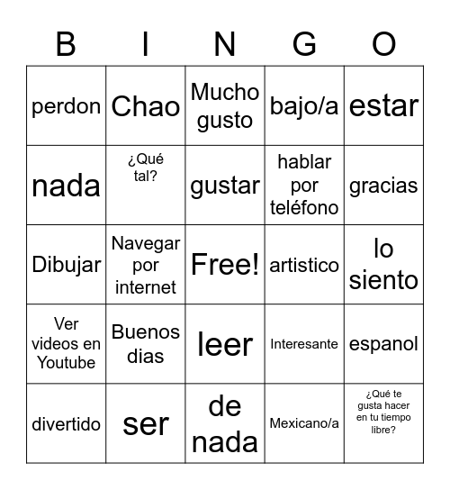 Yuxin Liu (Anna) Bingo Card