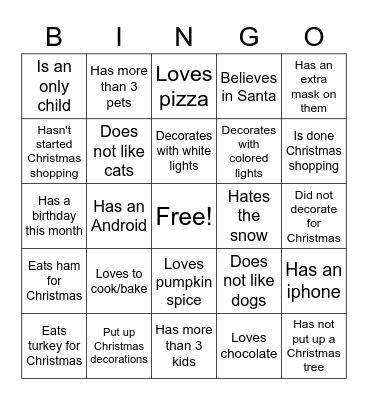 BINGO! Christmas Edition Bingo Card