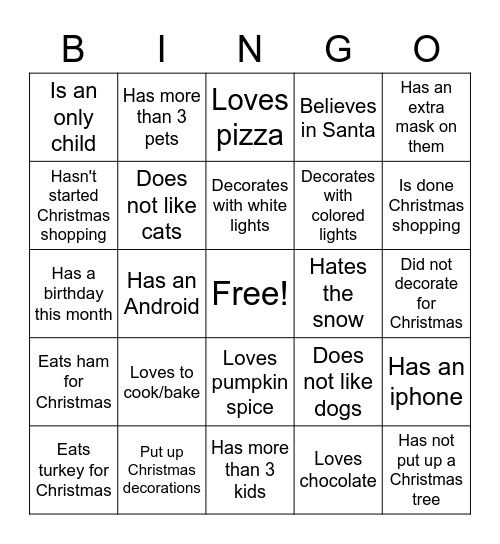 BINGO! Christmas Edition Bingo Card