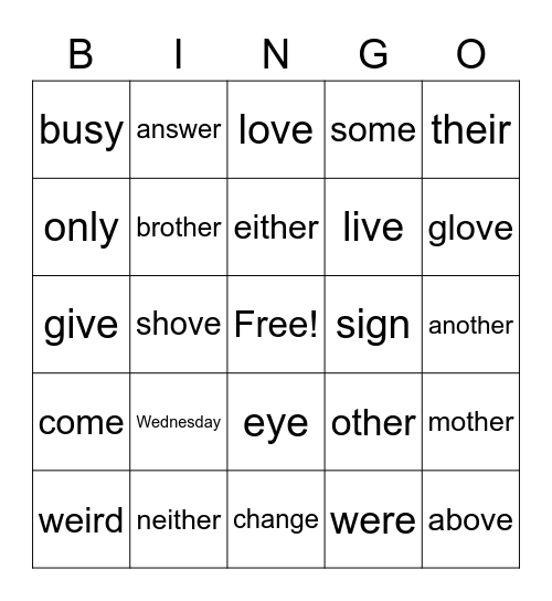 Jailbird Words #3 Bingo Card