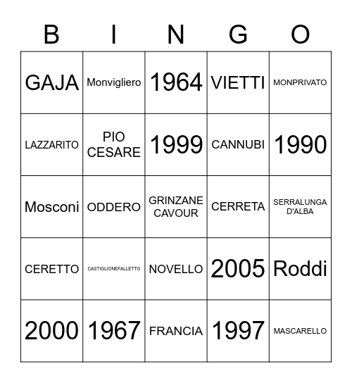 BAROLO Bingo Card