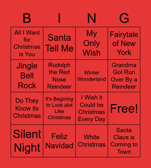 Crimbo Bingo Card