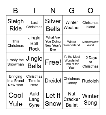 December Songs Bingo Card