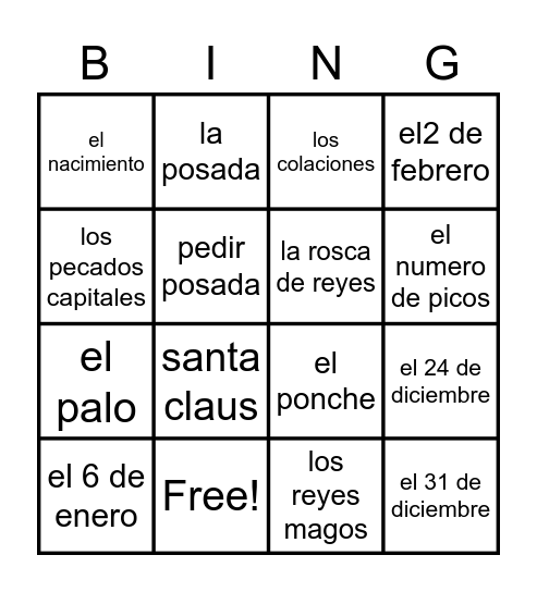 Christmas in Mexico Brandon Garcia Bingo Card