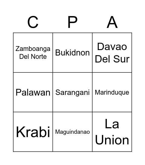 BSA II-12 Bingo Card