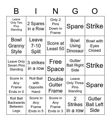 Bowling Bingo Card