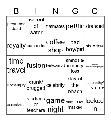 Tropes Bingo Card