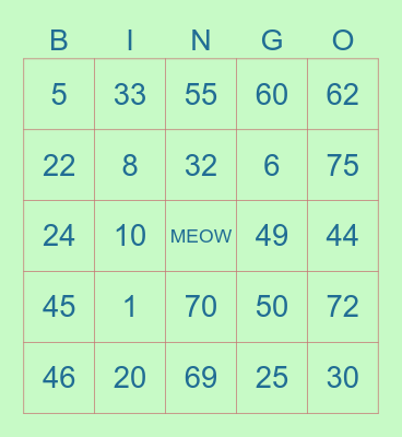 YSA'S LUCK CARD Bingo Card