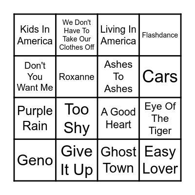 CARD 1 - 1980s Bingo Card
