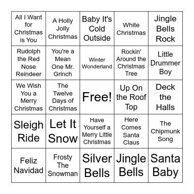 Code 01 Holiday Music Bingo Card