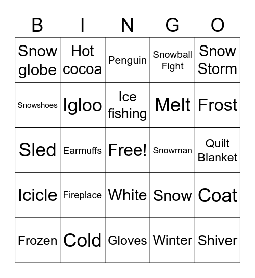 Snow 1 Bingo Card