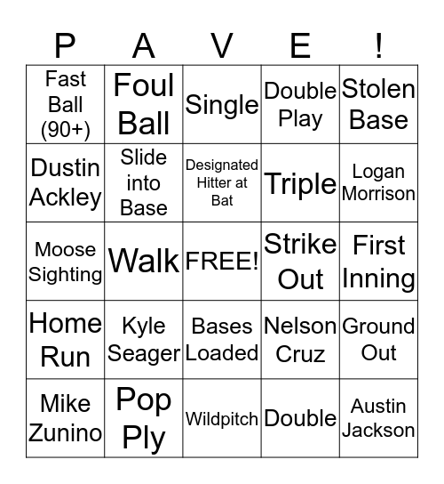 Day at the Mariners Bingo Card