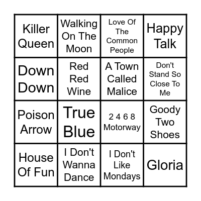 Card 5 - Back To The 80s Bingo Card