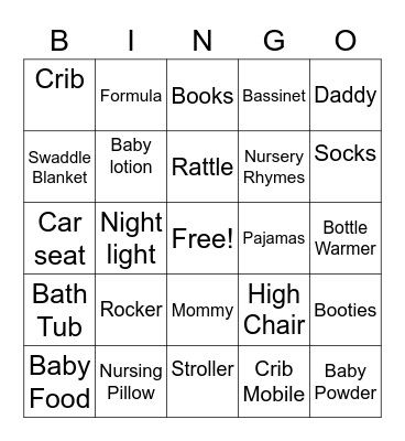Baby 1 Bingo Card
