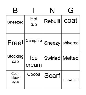 Sneezy the Snowman Bingo Card