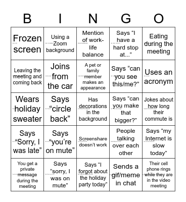 TEST Bingo Card