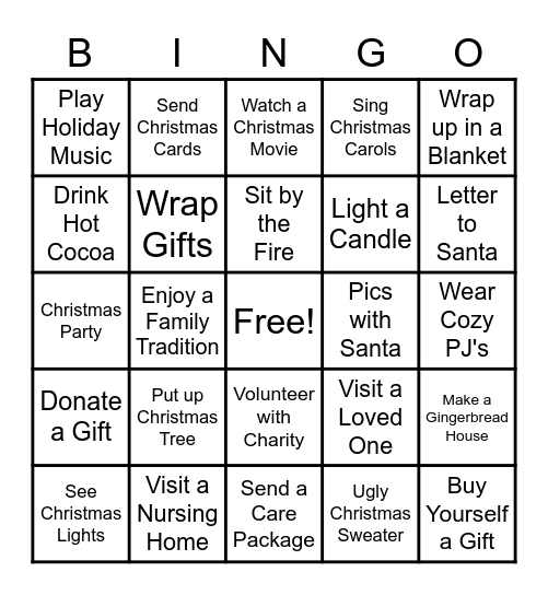 Hill Country Holiday Bingo Card