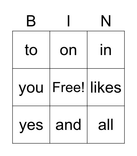 Puzzle Words Bingo Card