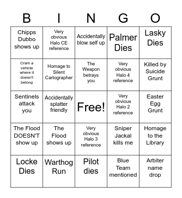 Halo Infinite Bingo Card