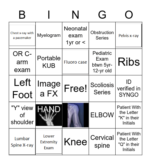 Diagnostic Radiology Bingo Card