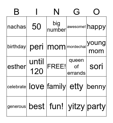 Birthday Bingo Card
