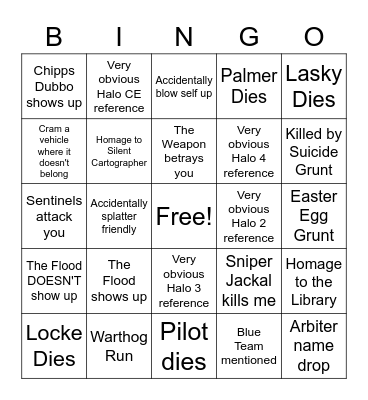 Halo Infinite Bingo Card