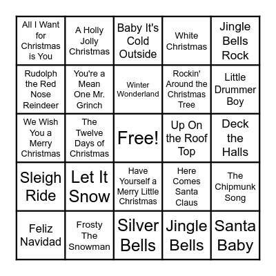 Code 01 Holiday Music Bingo Card