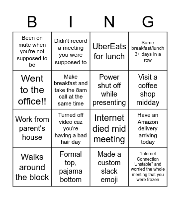 WFH Bingo - Omicron Edition Bingo Card