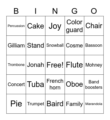 BAND BINGO! Bingo Card
