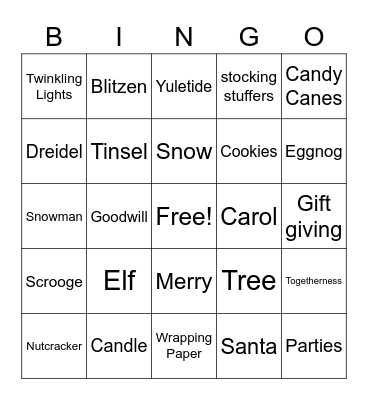 Holiday Buzzwords Bingo Card