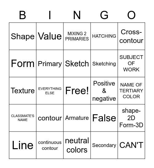 Final Review Bingo Card