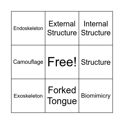 Vocabulary Bingo Card