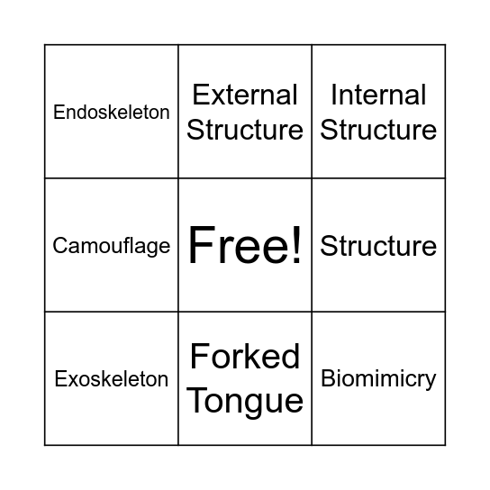 Vocabulary Bingo Card