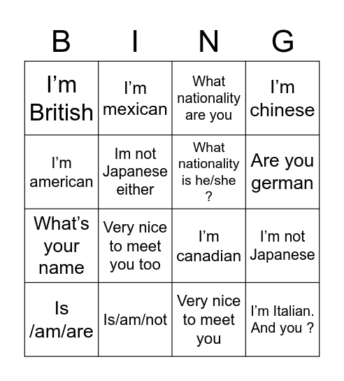 Untitled Bingo Card