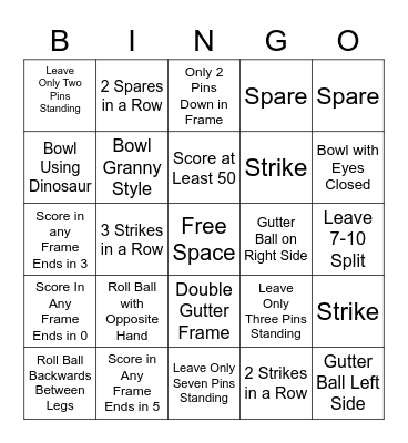 Bowling Bingo Card