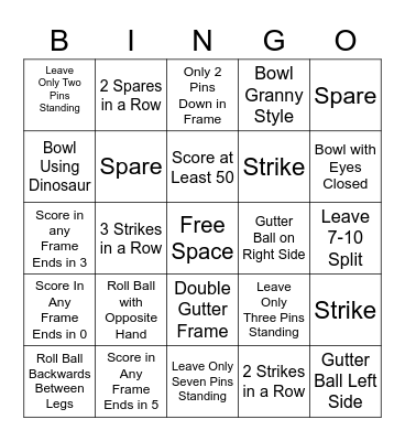 Bowling Bingo Card