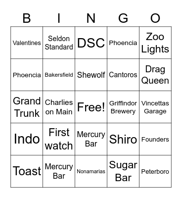 BINGO BOARD Bingo Card