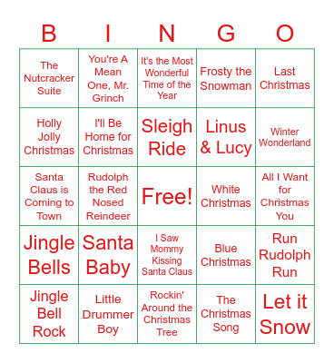 Christmas Music Bingo Card