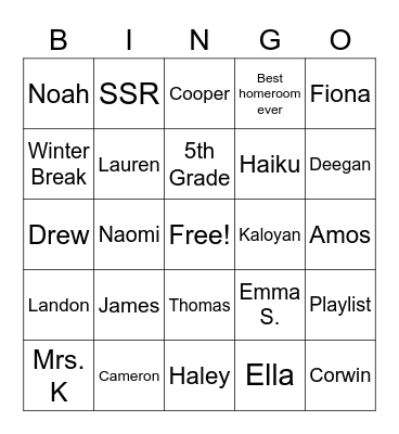 Break Bingo! Bingo Card