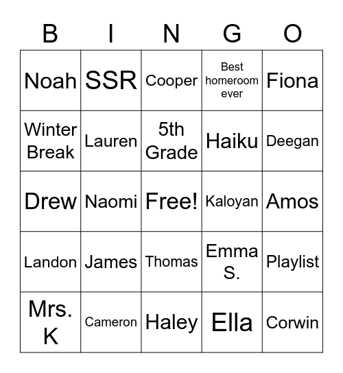 Break Bingo! Bingo Card