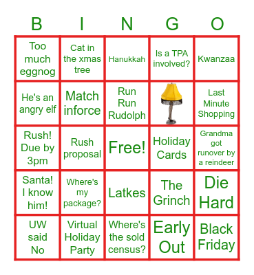 Quote Unum Holiday Bingo Card