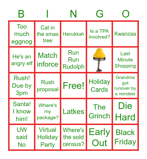 Quote Unum Holiday Bingo Card