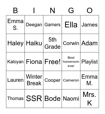 Break Bingo! Bingo Card