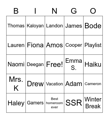 Break Bingo! Bingo Card