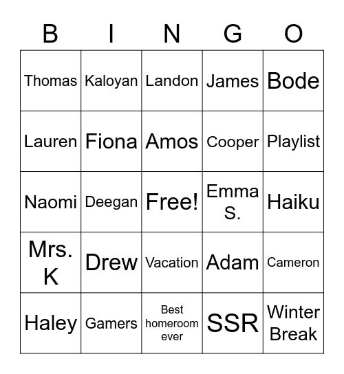 Break Bingo! Bingo Card